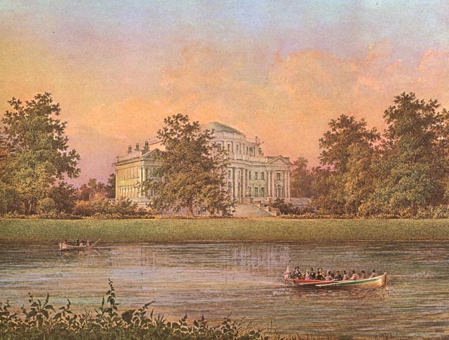 Вид Елагина дворца со стороны Средней Невки. В.Садовников , 1847 г.