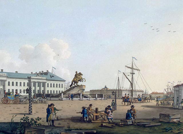 Сенатская площадь и памятник Петру I. К. А. Людвиг. 1799 г.