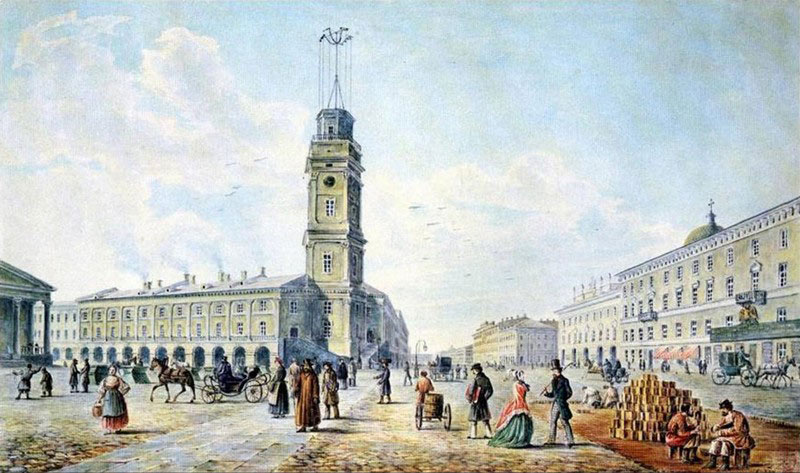 Невский проспект и Городская дума. 1820-е гг. Акварель.