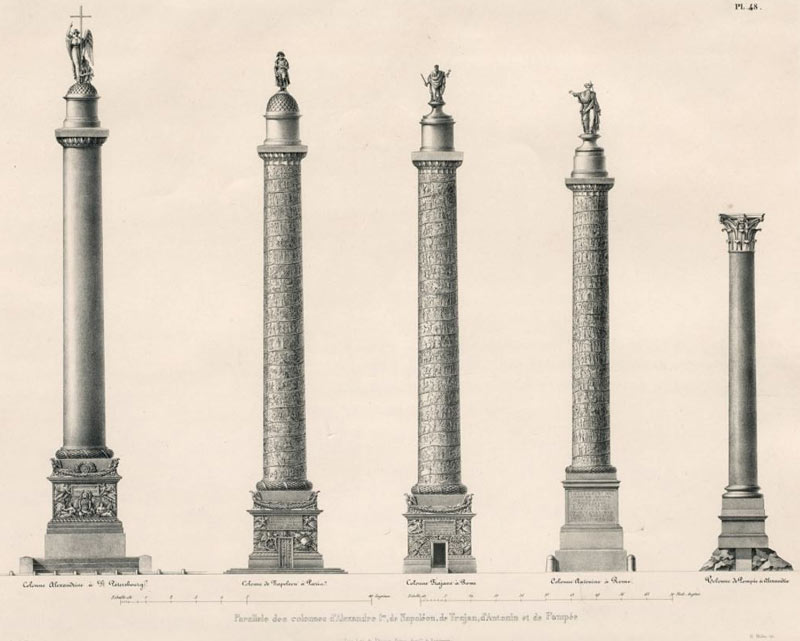 Александровская колонна, Вандомская колонна, монументы Траяна и Антония, колонна Помпея