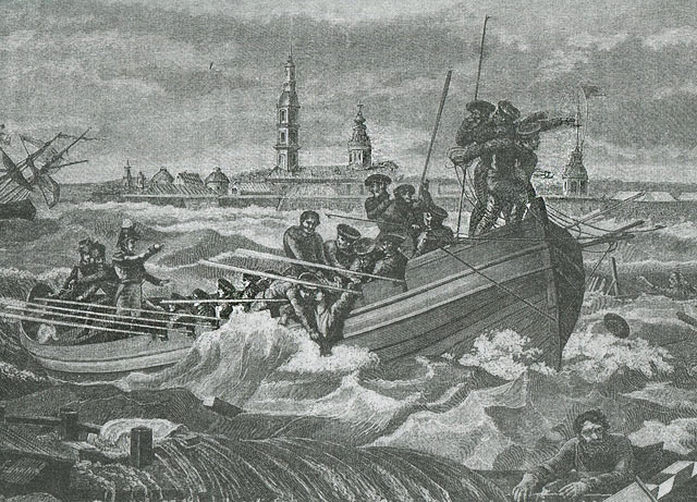 Наводнение в Петербурге 7-го ноября 1824 года.С гравюры XIX столетия.
