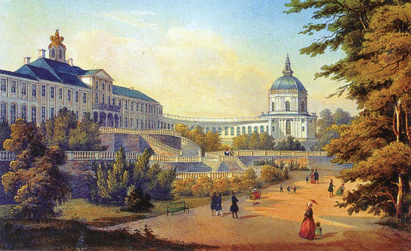 Большой дворец в Ораниенбауме. Литография Шульца сер.XIX века.