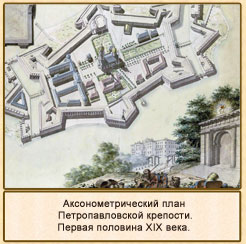 Аксонометрический план Петропавловской крепости.Первая половина XIX века