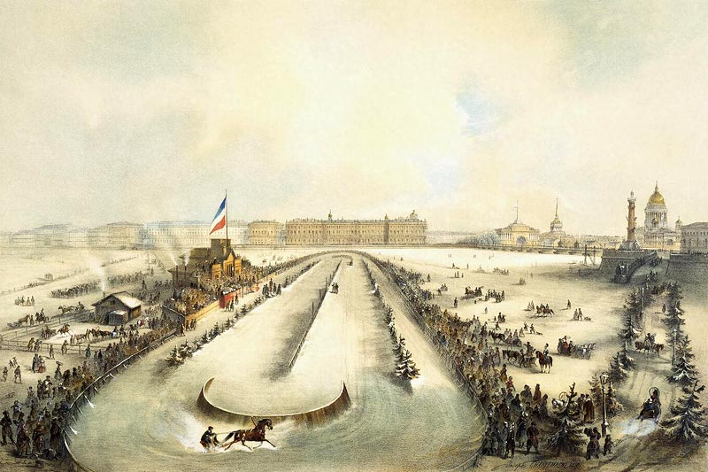 Зимние бега на Неве А. Авнатамов. По оригиналу А. И. Шарлеманя 1859 г.