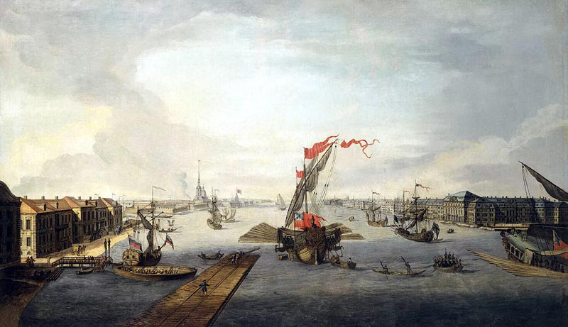 Неизвестный художник - Вид Петербурга вверх по Неве (после 1753 г.)