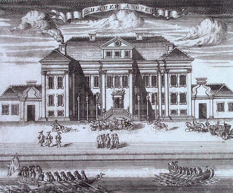 А. Ф. Зубов. Зимний дворец в Петербурге при Петре I. 1711. Гравюра на меди