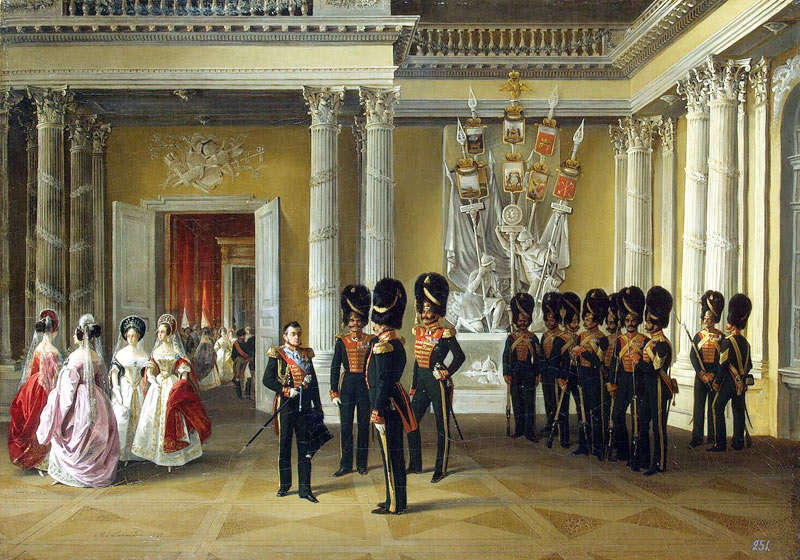 Белая галерея (Гербовый зал) в Зимнем дворце. Адольф Ладюрнер (Ладурнер) 1838 г.