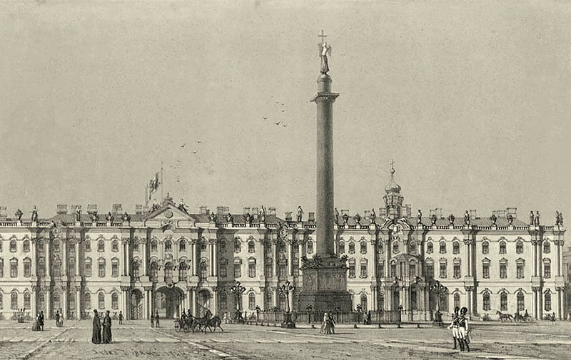 Вид на Зимний дворец. М.Дюран. 1838 г.