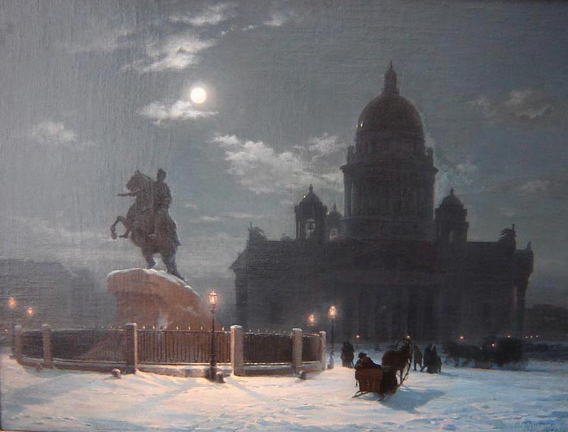 В.Суриков. Вид памятника Петру I на Сенатской площади