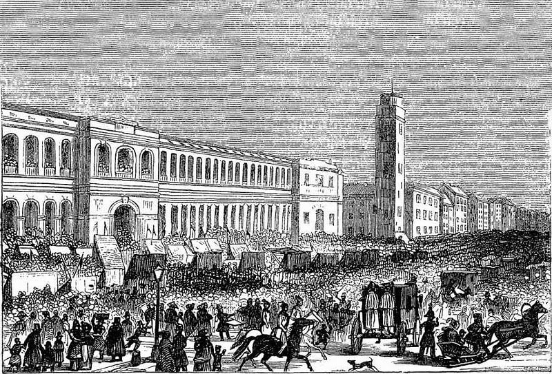 Иллюстрированное описание Российской Империию.Гостиный двор на пасху.1855 г.