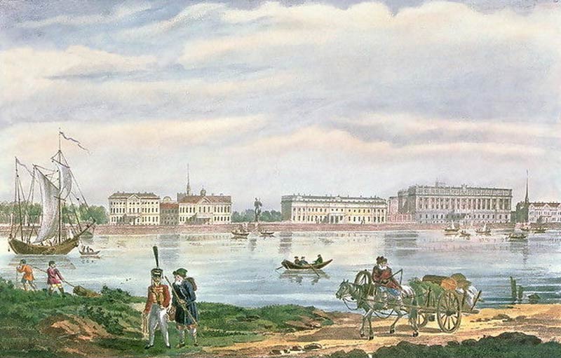 Вид на Мраморный дворец и Неву.Неизвестный художник.1822 г.