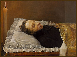 Пушкин в гробу. А.А.Козлов (Игнатьев) 1837 г. Всероссийский музей А.С.Пушкина