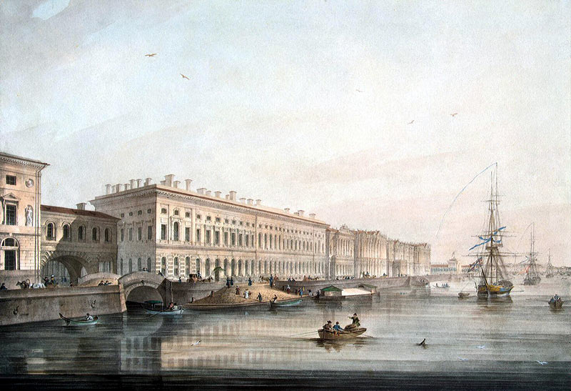 Вид Дворцовой набережной. Карл Беггров.1826 г.