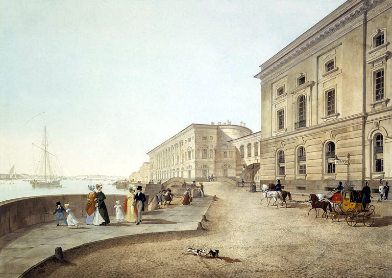 Дворцовая набережная у Эрмитажного театра.Карл Беггров.1824 г.