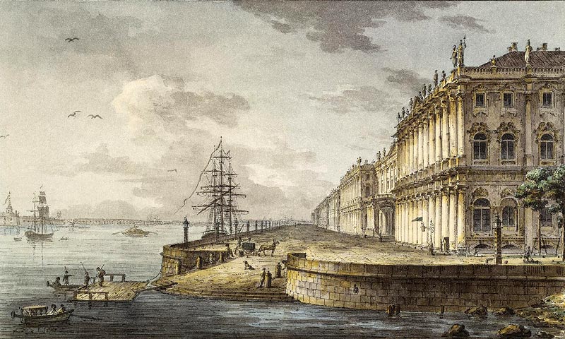 Вид на Зимний дворец со стороны Невы М. Н. Воробьев 1817 г.
