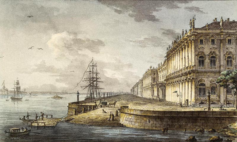 Вид на Зимний дворец со стороны Невы М. Н. Воробьев 1817 г.