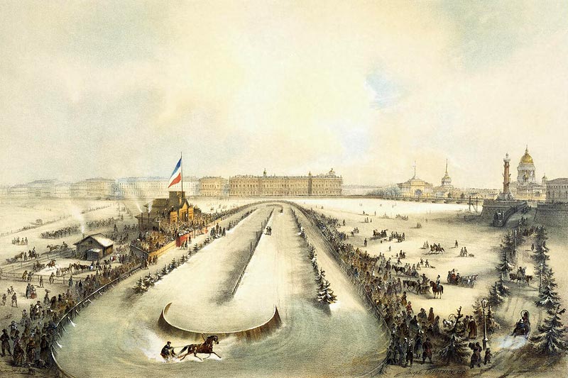 Зимние бега на Неве А. Авнатамов. По оригиналу А. И. Шарлеманя 1859 г.