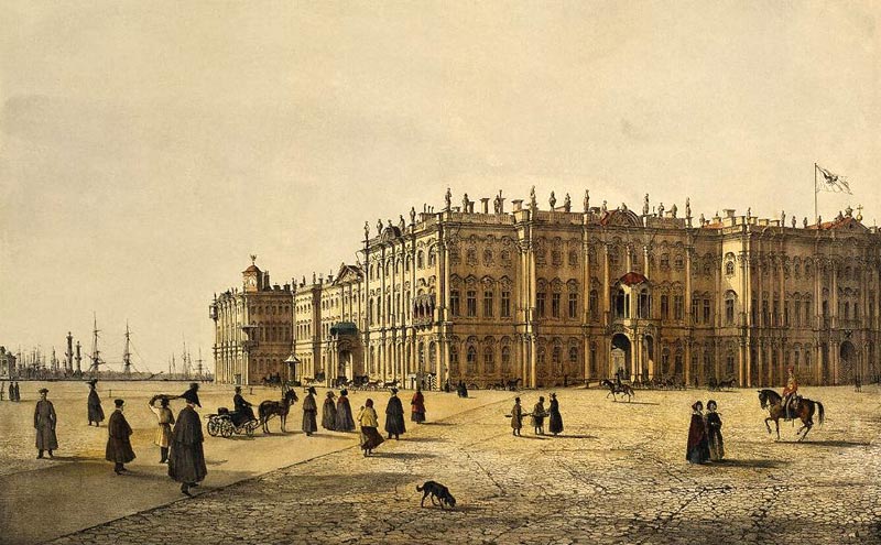 Вид Зимнего дворца со стороны Адмиралтейства Ф.-В. Перро 1841 г.