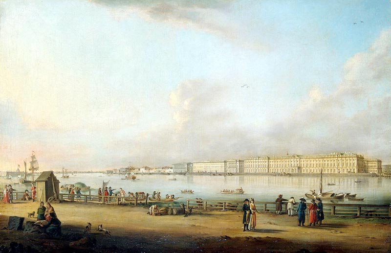 Вид на Зимний дворец со стороны Васильевского острова И. Г. де Майр 1796 г.